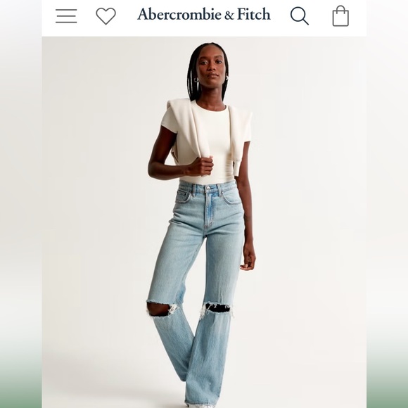 A&F Vintage Denim Relaxed Fit High Rise 90’s Straight Leg Jeans Size 6 Short - Picture 2 of 11